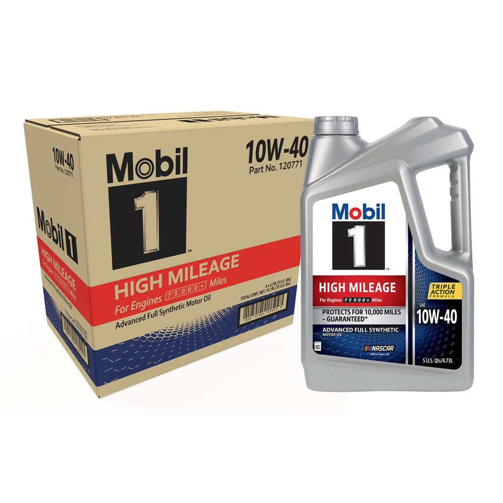 2026 NewMobil 1 High Mileage Full Synthetic Motor Oil 10W-40, 5 Quart (Pack of 3)