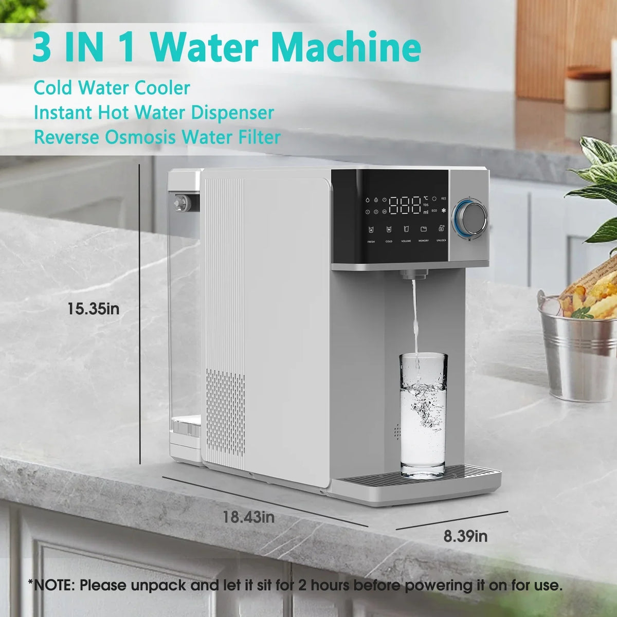 2026 NewIKT Countertop Hot and Cold Reverse Osmosis Water Dispenser Cooler, Fast Heating, Adjustable Temperature, Dispensing Volume Options