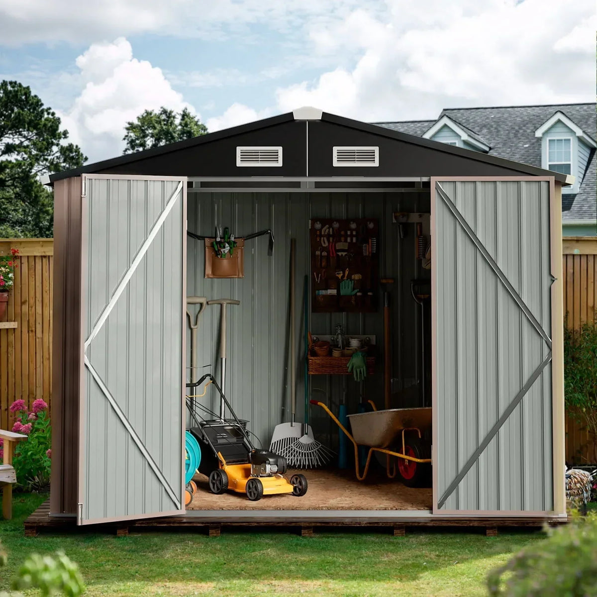 2026 NewAoxun 6 x 4 ft. Outdoor Metal Storage Shed with Lock for Backyard, Garden