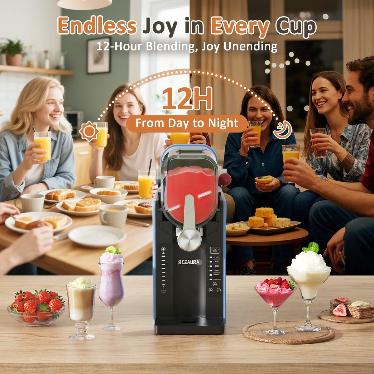 2026 NewBIZAURA Slushie Machine, Slushy Machine for Home No Ice Need, Professional Frozen Drink Maker, 6 Presets for Milkshakes, Frapp"s, Slush, Ice Cream