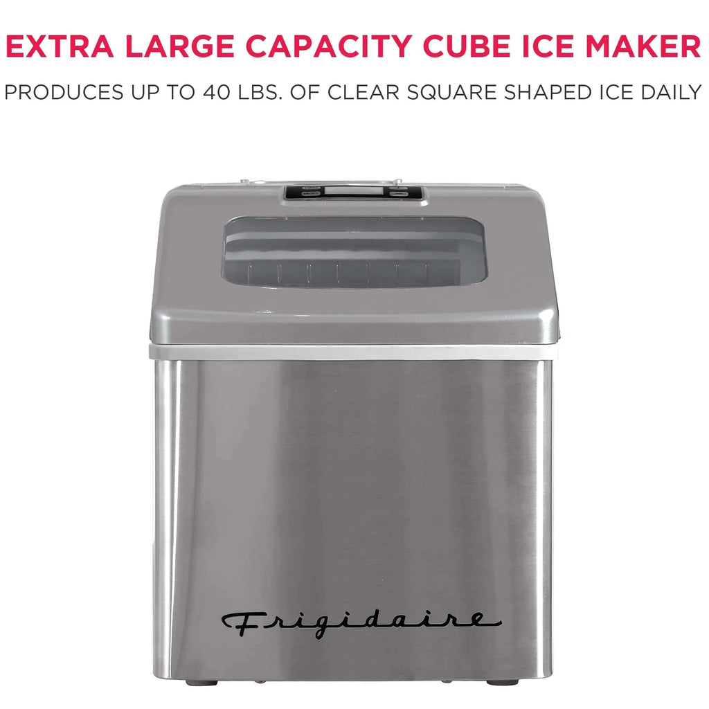 2026 NewFrigidaire 40lbs. Countertop Clear Square Ice Maker - Stainless Steel