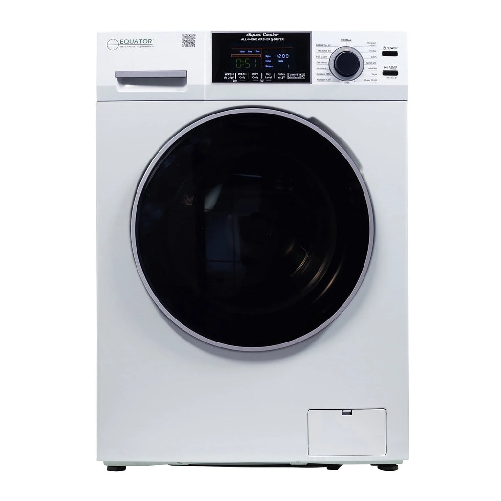 2026 NewEquator Combination Washer Dryer Ventless/Vented Pet cycle 1.62cf/15lbs 110V with Adjustable legs