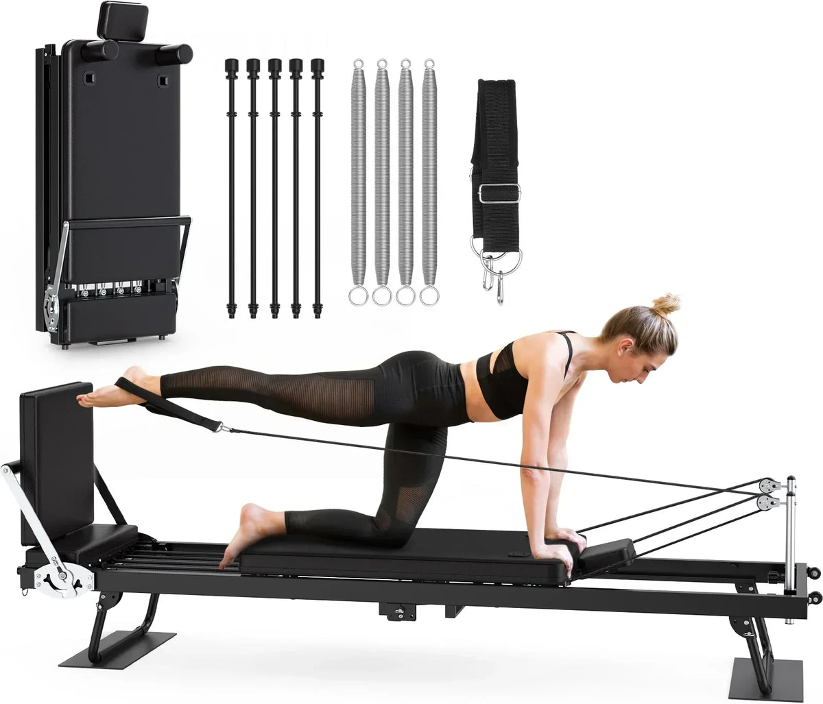 2026 NewGIKPAL 92" Foldable Pilates Reformer Machine for Home Gym,Balanced Body Pilates Exercise Equipment with Jump Board