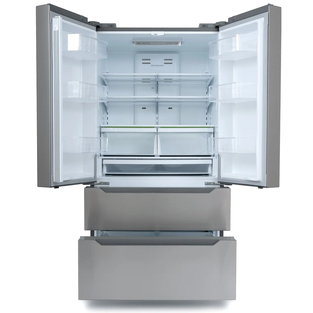 2026 NewCosmo 5 Piece Kitchen Appliance Packages with 30" Freestanding Electric Range 30" Island Range Hood 24" Built-in Fully Integrated Dishwasher French Door Refrigerator & 48 Bottle Wine Refrigerator