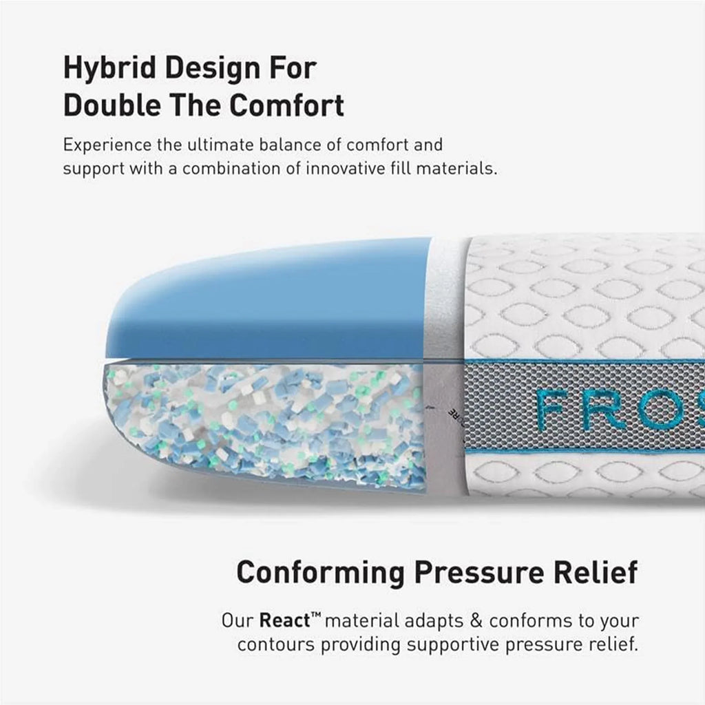 2026 NewBedgear Frost Performance Pillow - Size 3.0 - Cooling Bed Pillow for Hot Sleepers - Medium Firmness Pillow for All Sleep Positions, Hypoallergenic