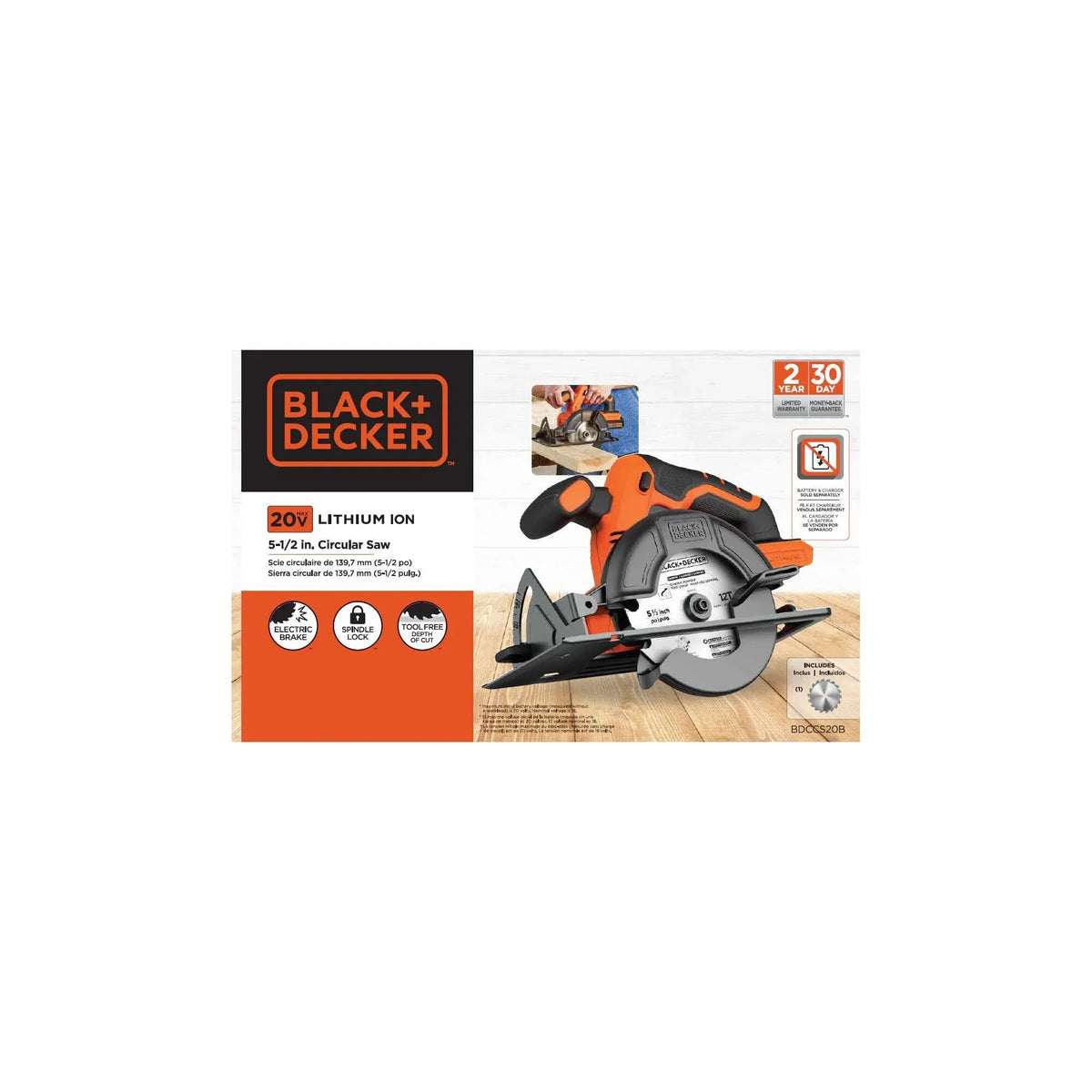 2026 New BLACK+DECKER 20V MAX* POWERCONNECT 5-1/2 in. Cordless Circular Saw, Tool Only, (BDCCS20B)