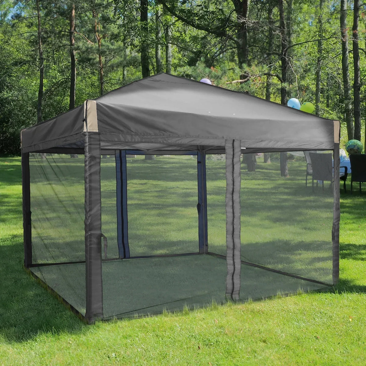 2026 NewAoodor 12'x12' Pop Up Canopy with Removable Mesh Sidewalls, Outdoor Portable Instant Shelter Tent-Black
