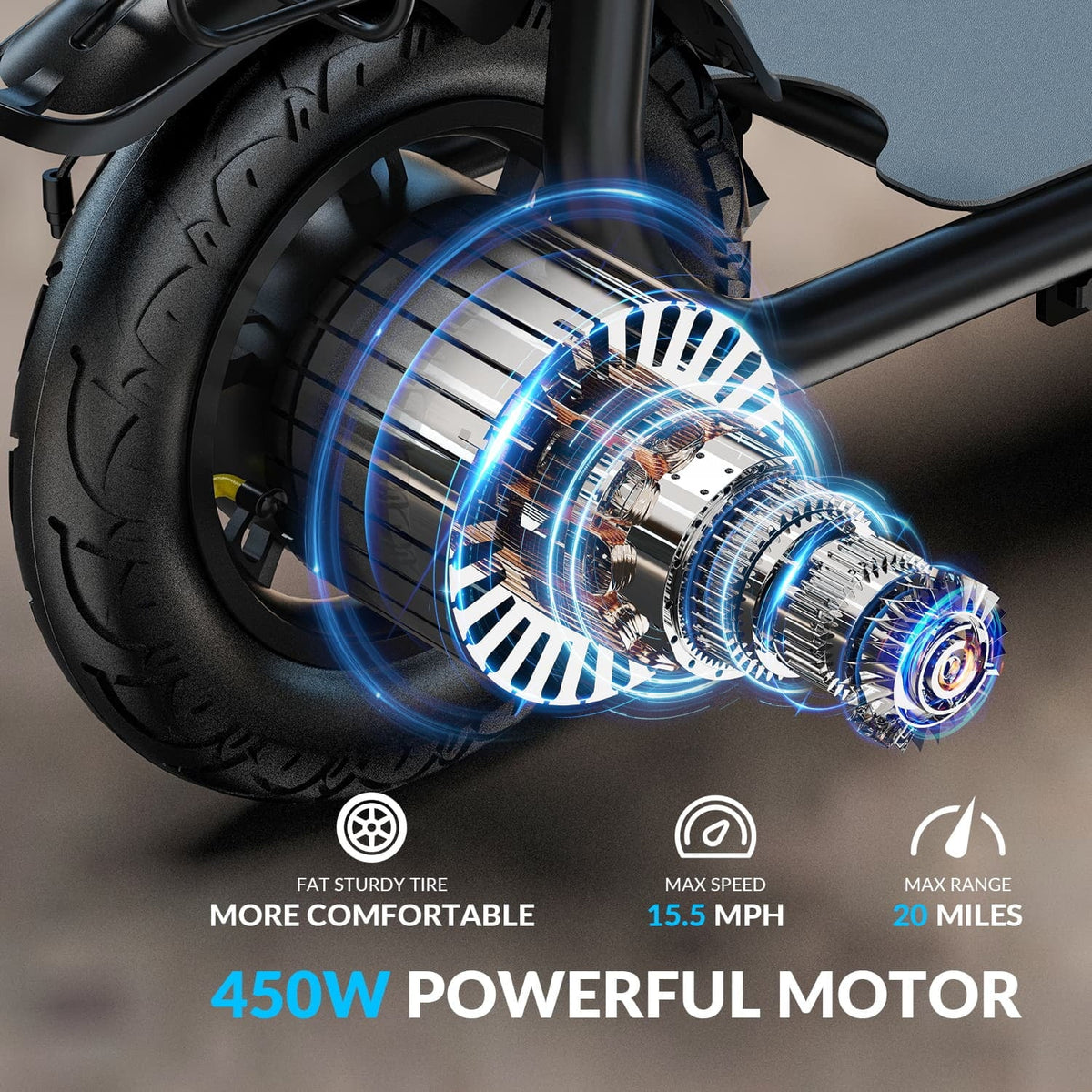 2026 New5TH WHEEL W18S 450W Motor Electric Scooter for Adults with Seat and Carry Basket, 36V 20Miles Range & 15.5Mph, 12" Foldable E Scooter for Commuting