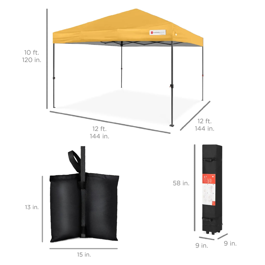 2026 NewBest Choice Products 12x12ft Easy Setup Pop Up Canopy w/ 1-Button Setup, Wheeled Case, 4 Weight Bags - Navy Blue