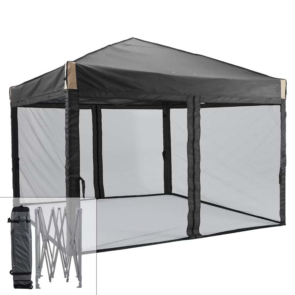2026 NewAoodor 12'x12' Pop Up Canopy with Removable Mesh Sidewalls, Outdoor Portable Instant Shelter Tent-Black