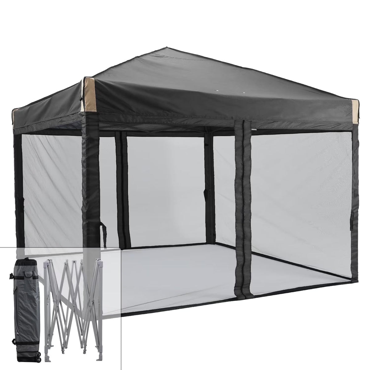 2026 NewAoodor 12'x12' Pop Up Canopy with Removable Mesh Sidewalls, Outdoor Portable Instant Shelter Tent-Black