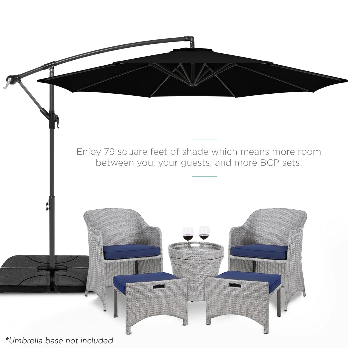 2026 NewBest Choice Products 10ft Offset Hanging Outdoor Market Patio Umbrella w/ Easy Tilt Adjustment - Tan