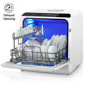 2026 NewFOHERE Countertop Dishwasher with 6H Delay Cleaning, Portable Dishwasher w/5L Built-in Water Tank, 6 Programs, 360" Dual Spray, High-Temp