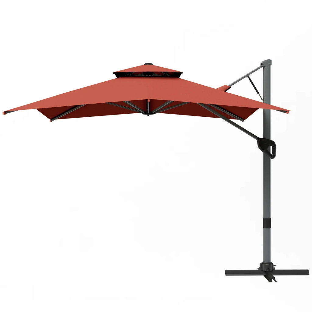 2026 NewAlpha Joy 12x9ft Outdoor Patio Umbrella Large Rectangle Offset Cantilever Double Umbrella with 360°Rotation, Beige