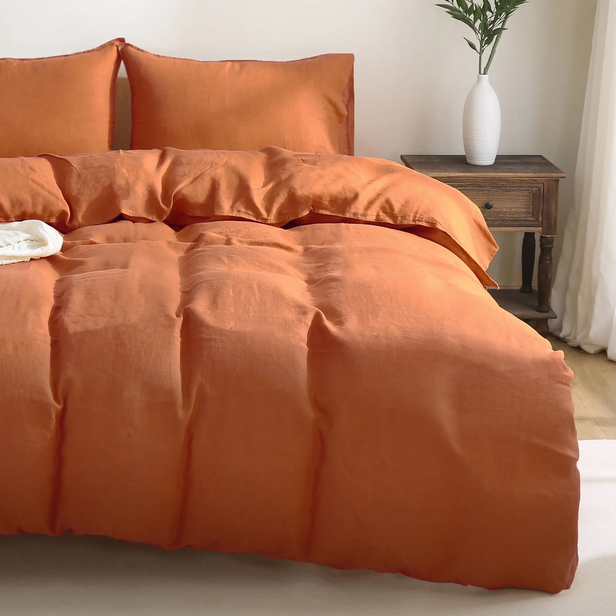2026 New100% Pure Linen Duvet Cover with Button Closure and Corner Ties Soft & Breathable - Natural Full/Queen