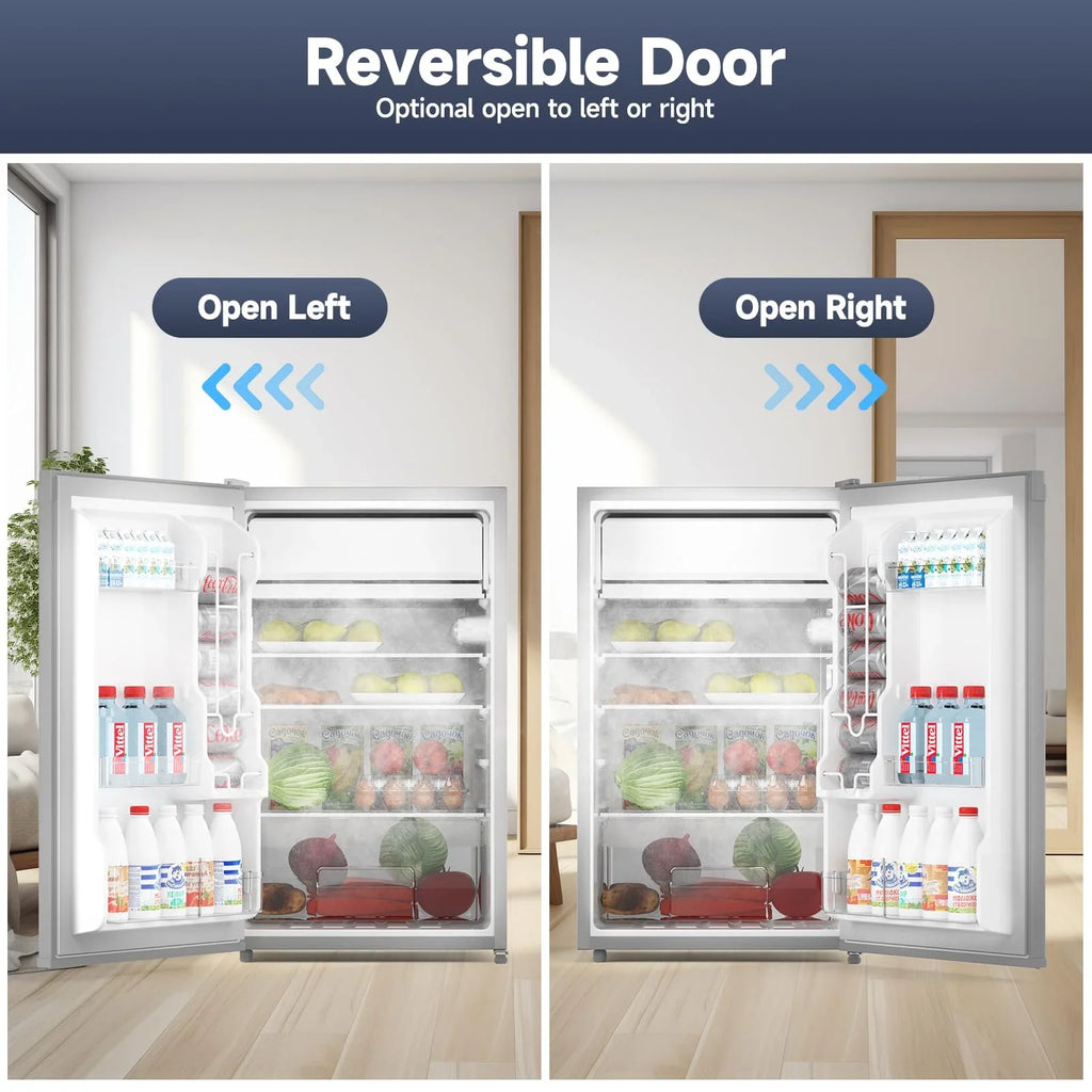 2026 NewSoonbuy Compact Mini Fridge with Freezer, 4.3 Cu.Ft Single Door Refrigerator with Adjustable Temperature, Removable Shelves & Crisper Drawer, Energy Efficient Small Fridge for Bedroom, Office, Dorm, R