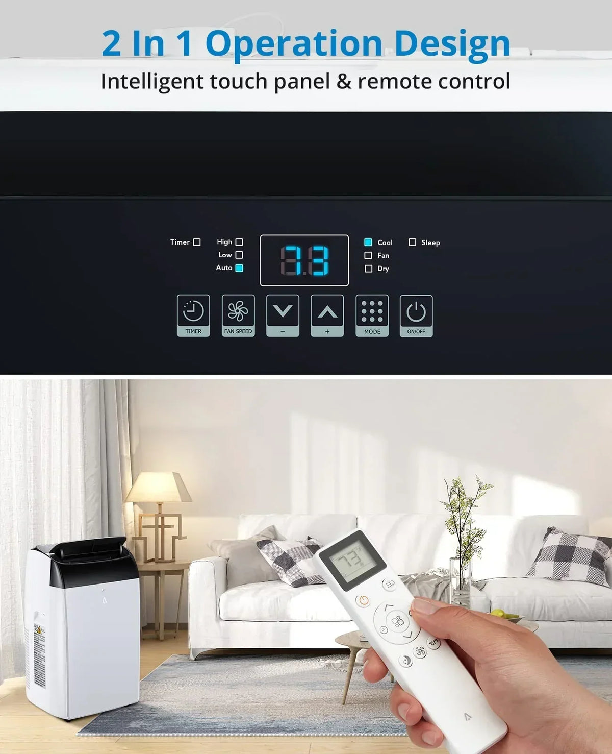 2026 New2025 New 14000 BTU Portable Air Conditioner Cools up to 750 Sq.Ft, 3-in-1 Quiet Portable AC Unit with Remote Control & Installation Kits for Large Room, 3 Speed, Auto Swing, 24H Timer