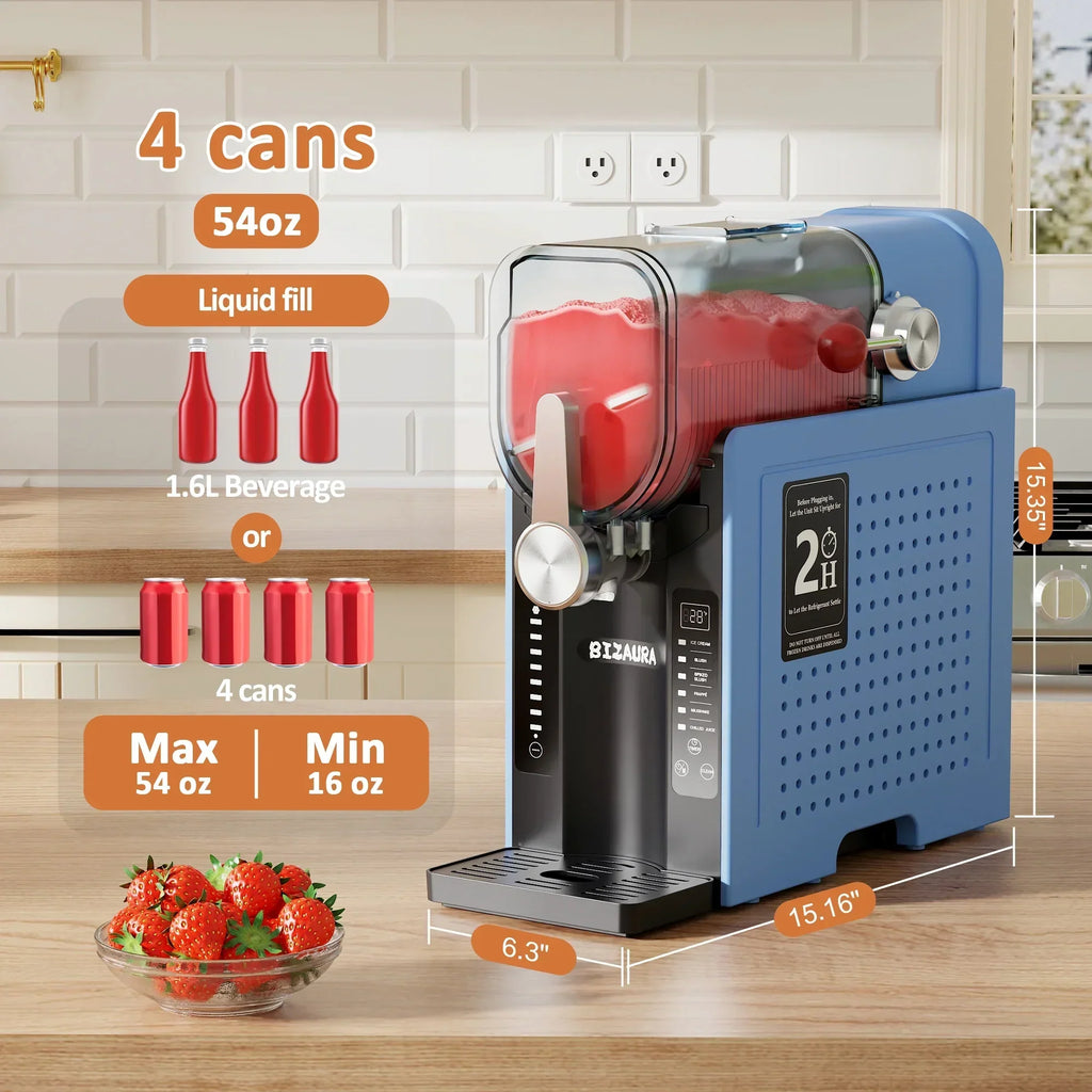 2026 NewBIZAURA Slushie Machine, Slushy Machine for Home No Ice Need, Professional Frozen Drink Maker, 6 Presets for Milkshakes, Frapp"s, Slush, Ice Cream