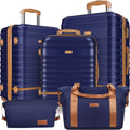 2026 New5 Piece Luggage Sets and Travel Duffel Bag, ABS Hardshell Hardside Checked Luggage with TSA Lock and Double Spinner Wheels Suitcase, Deep Blue