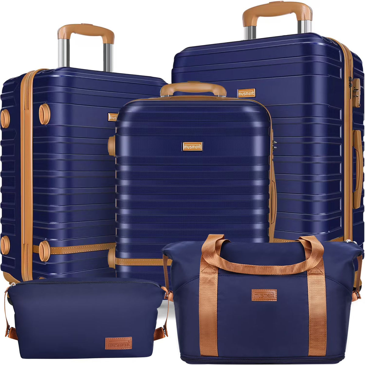 2026 New5 Piece Luggage Sets and Travel Duffel Bag, ABS Hardshell Hardside Checked Luggage with TSA Lock and Double Spinner Wheels Suitcase, Deep Blue
