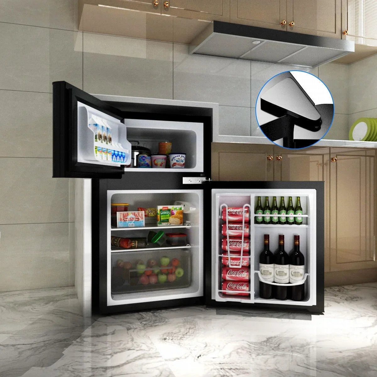 2026 NewCostway Refrigerator Small Freezer Cooler Fridge Compact 3.2 cu ft. Unit, Grey