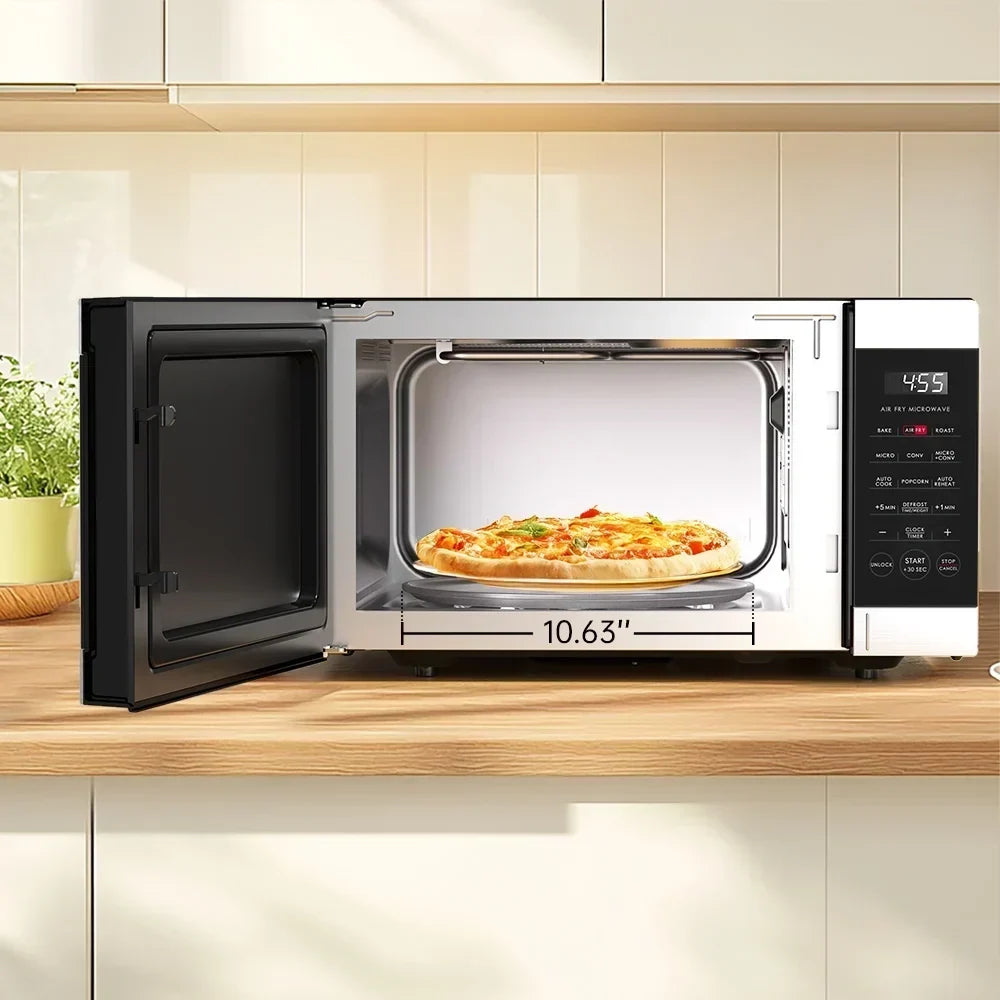 2026 NewGalanz 0.9 Cu ft Air Fry Countertop Microwave, 900 Watts, Stainless Steel, New