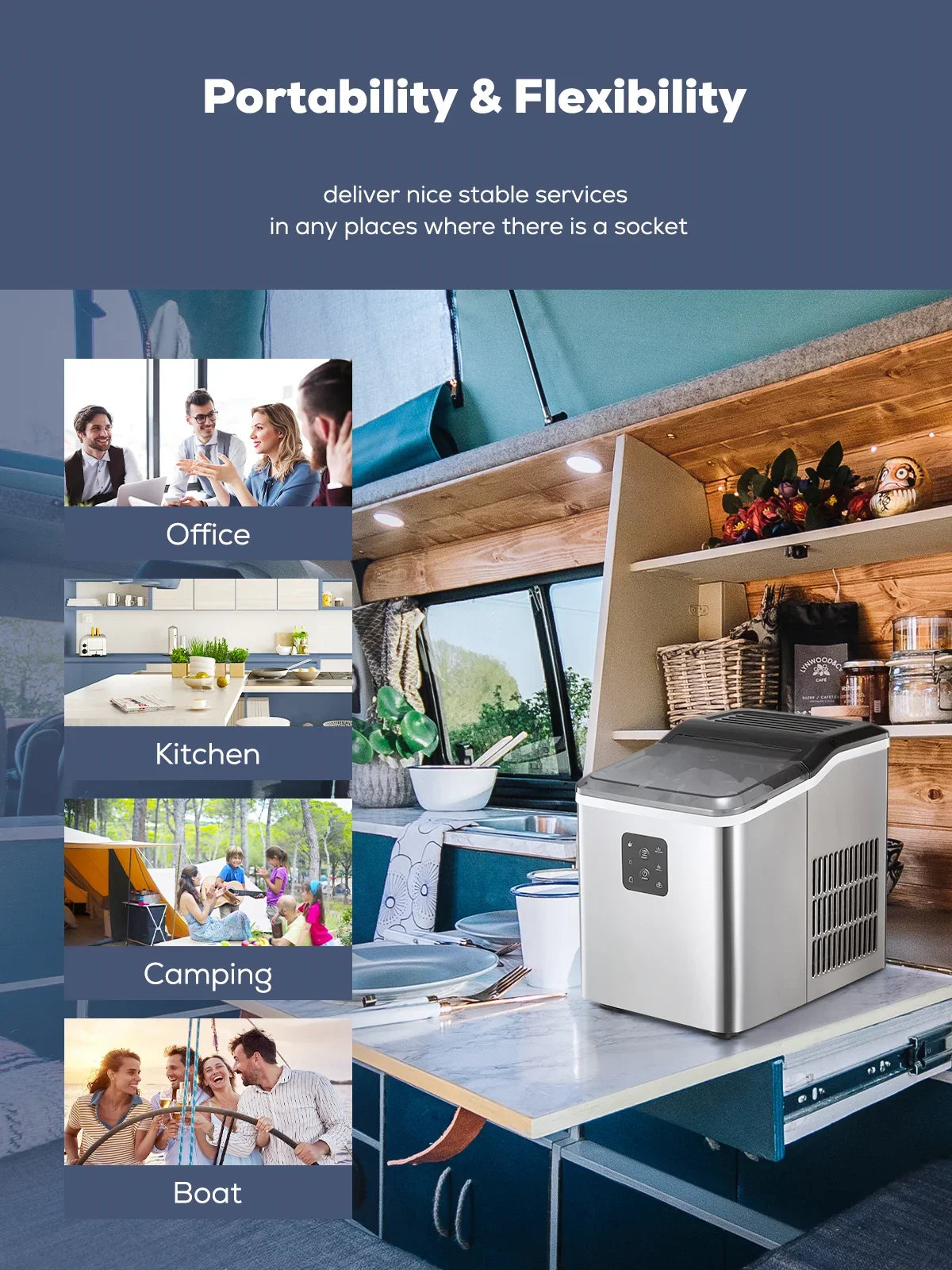 2026 NewFOHERE Ice Maker Countertop 2 Sizes, 28lbs in 24h, 9 Bullet Ice in 6M, Selfclean, Stainless Steel