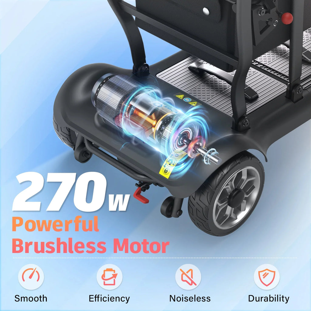 2026 NewEAGLOG Light Weight 4 Wheels Mobility Scooter for Seniors, Electric Folding Wheelchair Device for Travel, Black