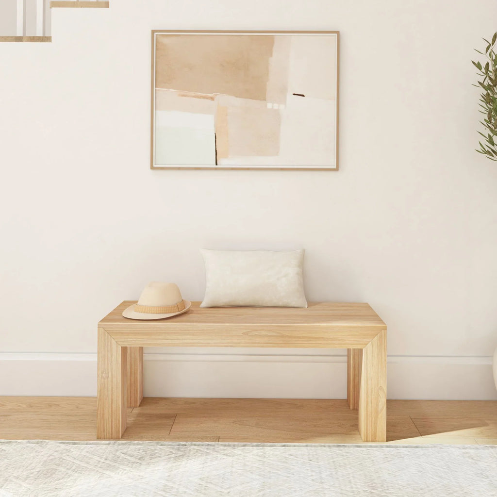 2026 New Plank+Beam Modern Dining Bench, Solid Wood Bench for Dining Table, 49", Blonde Wirebrush