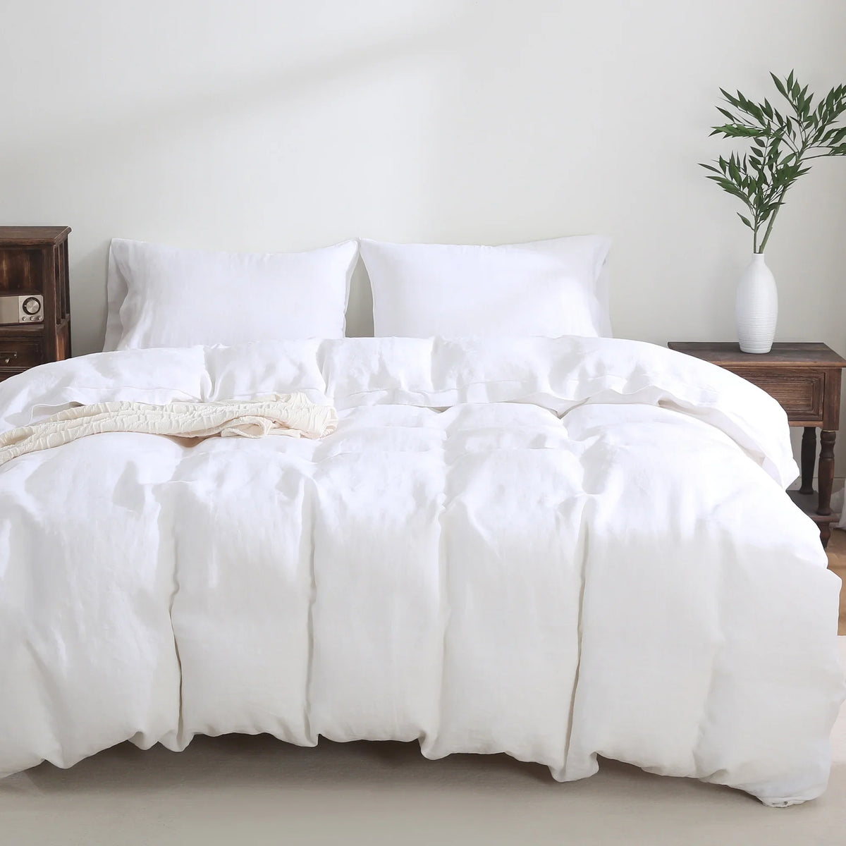 2026 New100% Pure Linen Duvet Cover with Button Closure and Corner Ties Soft & Breathable - Natural Full/Queen