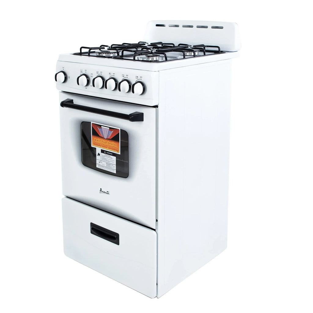2026 NewAvanti 20" Compact Gas Range Oven, in White (GR2011CW)