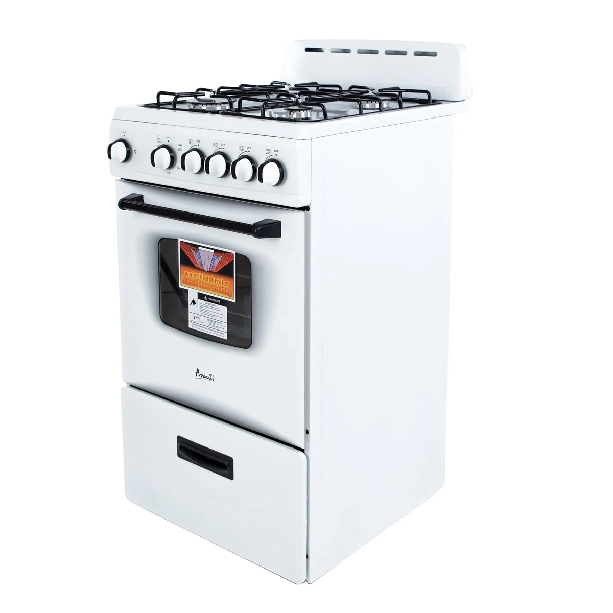 2026 NewAvanti 20" Compact Gas Range Oven, in White (GR2011CW)