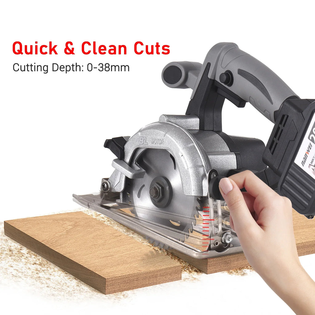 2026 NewNANWEI Circular Saw Electric Saw 21V 7800RPM Cordless Brushless Tile Saw 45 Degree Adjustable Bevel Cutting with 110mm Blade