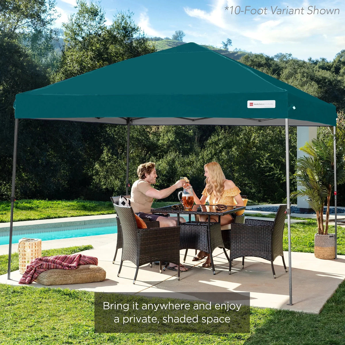 2026 NewBest Choice Products 12x12ft Easy Setup Pop Up Canopy w/ 1-Button Setup, Wheeled Case, 4 Weight Bags - Navy Blue