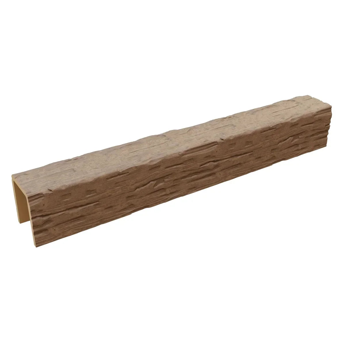 2026 NewEkena Millwork 3 1/2"W x 3 1/2"H x 120"L 3-Sided (U-Beam) Salvaged Timber HeritageTimber Faux Wood Ceiling Beam, Kona Brown