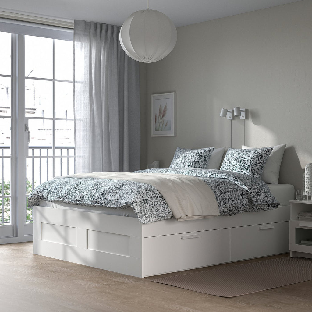 BRIMNES Bed frame with storage - white Queen