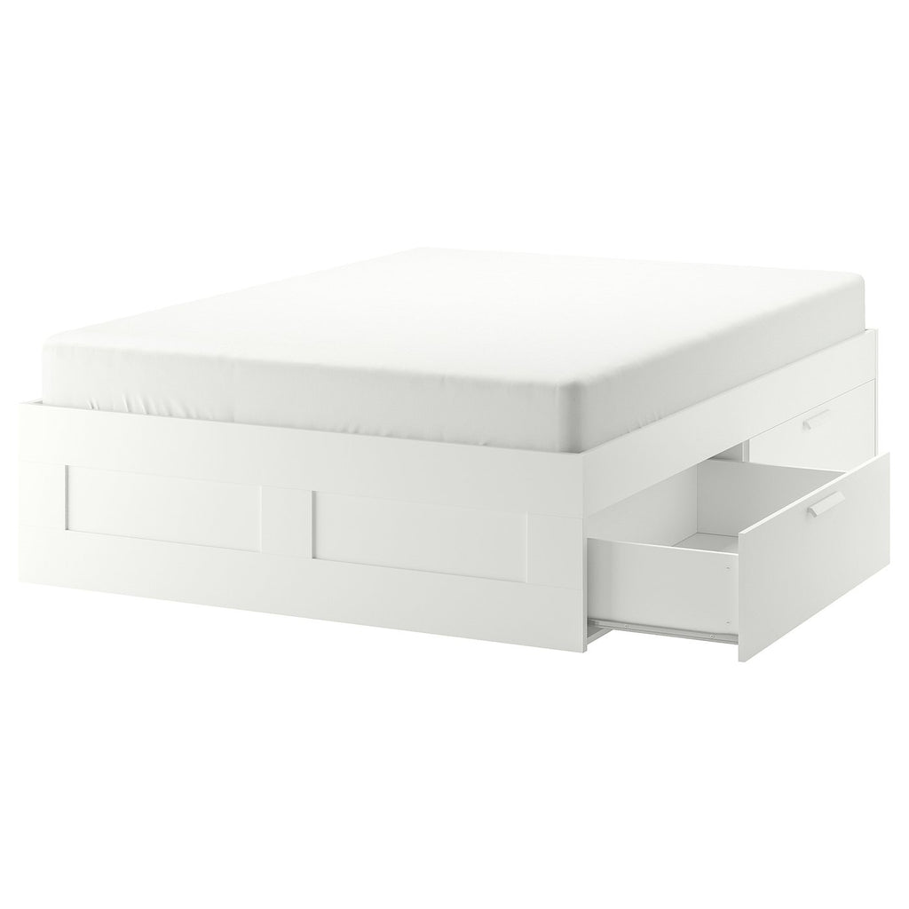 BRIMNES Bed frame with storage - white Queen