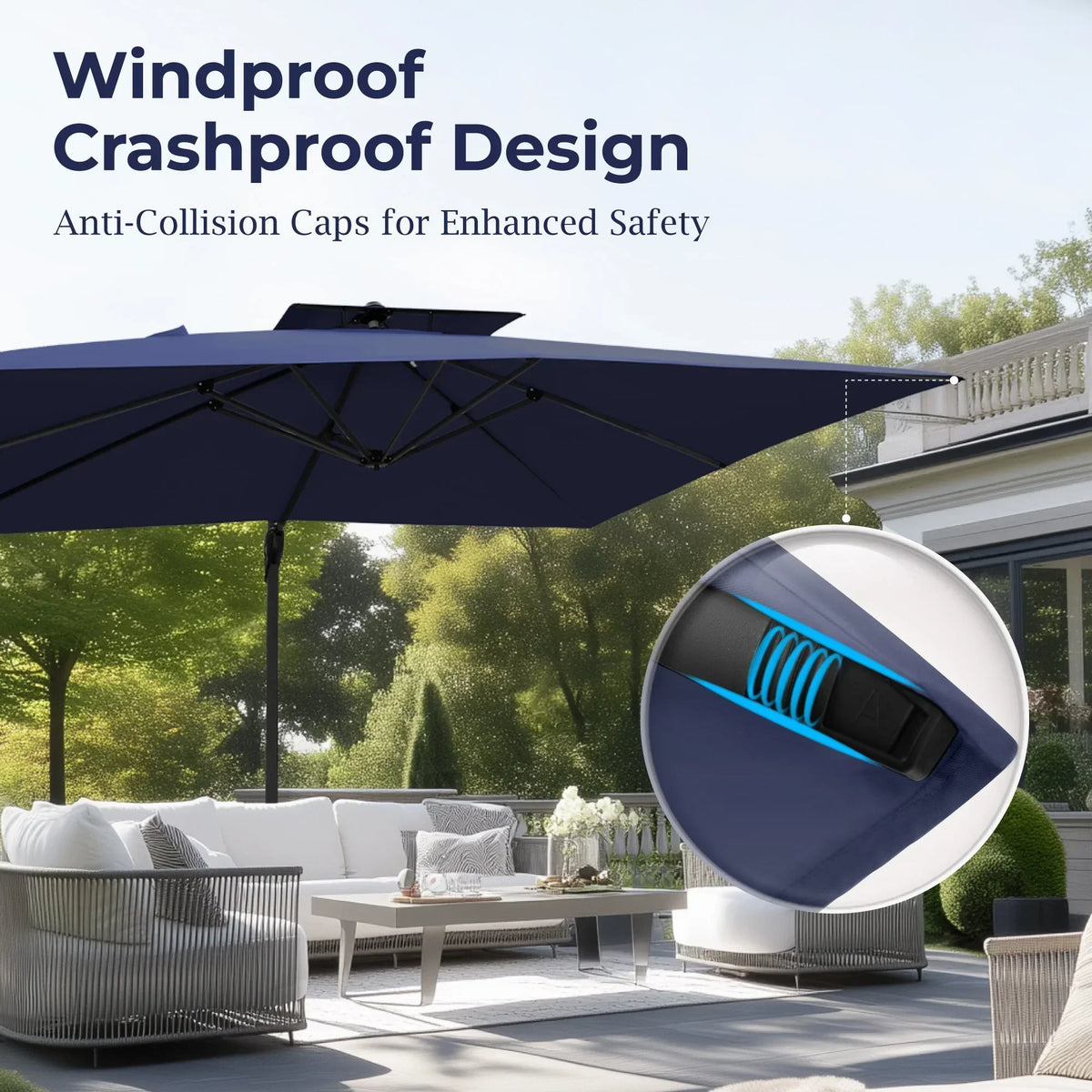 2026 NewAlpha Joy 12x9ft Outdoor Patio Umbrella Large Rectangle Offset Cantilever Double Umbrella with 360°Rotation, Beige