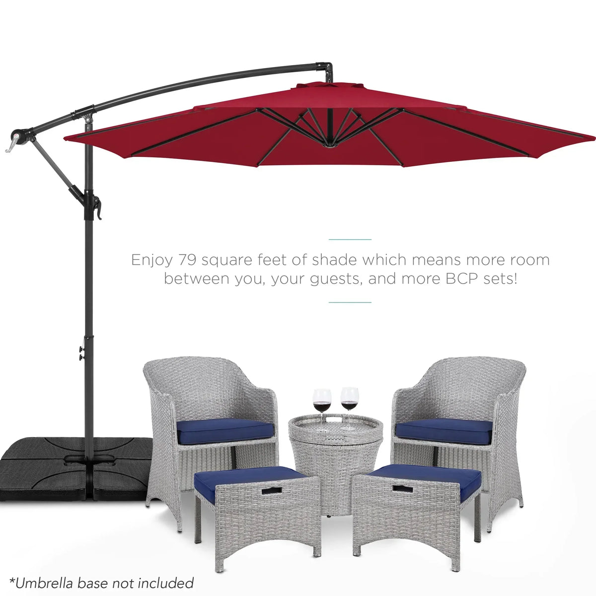 2026 NewBest Choice Products 10ft Offset Hanging Outdoor Market Patio Umbrella w/ Easy Tilt Adjustment - Tan