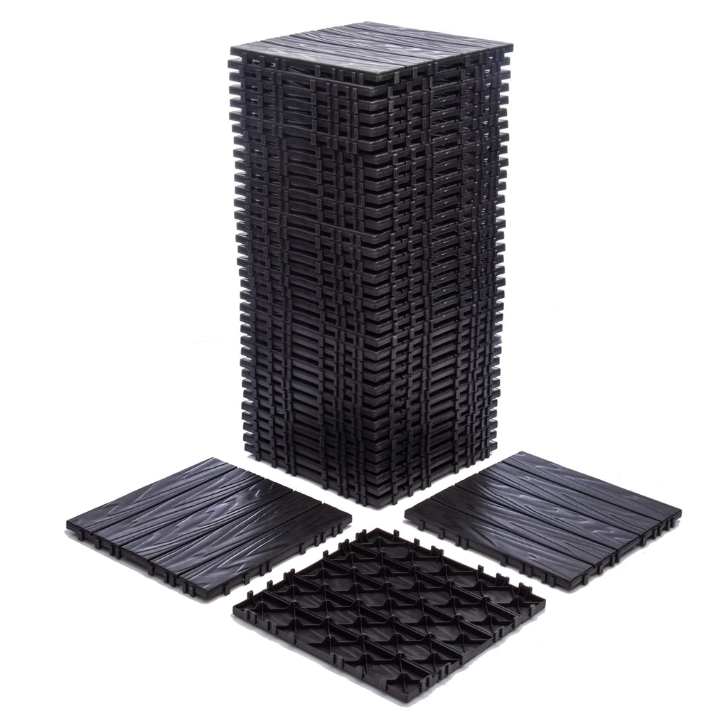 76 - Pack Plastic Interlocking Deck Tiles - 68.80 Sq.ft Outdoor Plastic Flooring Super Durable & Waterproof All