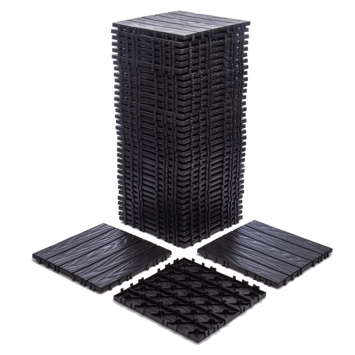 76 - Pack Plastic Interlocking Deck Tiles - 68.80 Sq.ft Outdoor Plastic Flooring Super Durable & Waterproof All