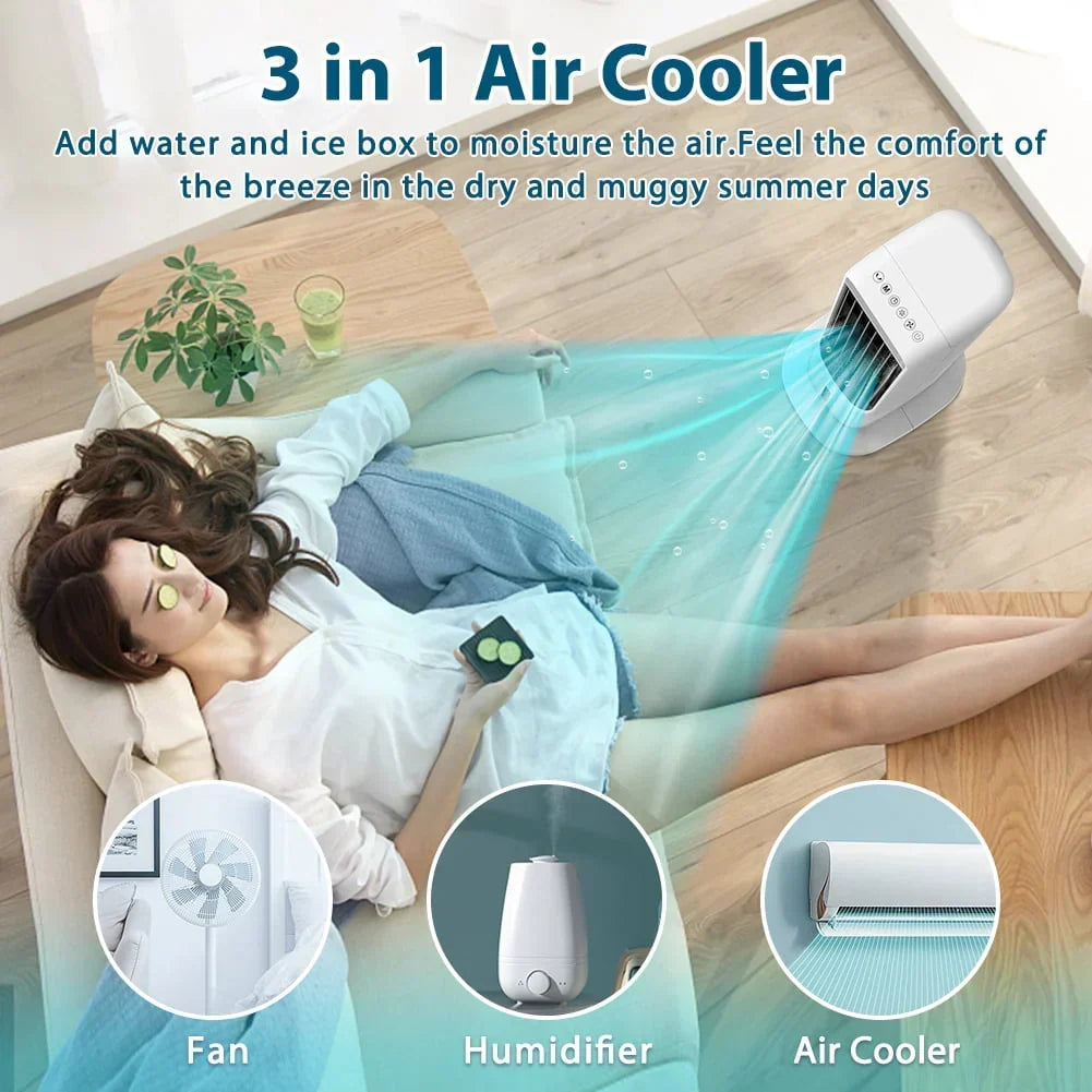 2026 New3-in-1 Evaporative Air Cooler LifePlus Portable Tower Cooling Fan Oscillating Swamp Cooler 41.5" White