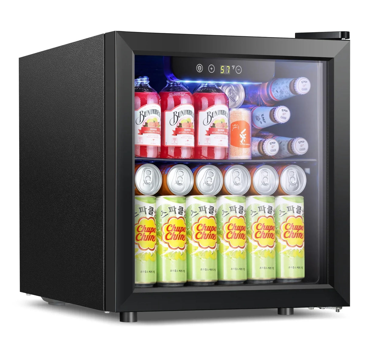 2026 NewAuseo 1.3 Cu.ft. Mini Beverage Refrigerator Cooler - 55 Can &12 Bottle Mini Fridge with Double Glass Door, for Home/Bar/Office, Electronic touch control