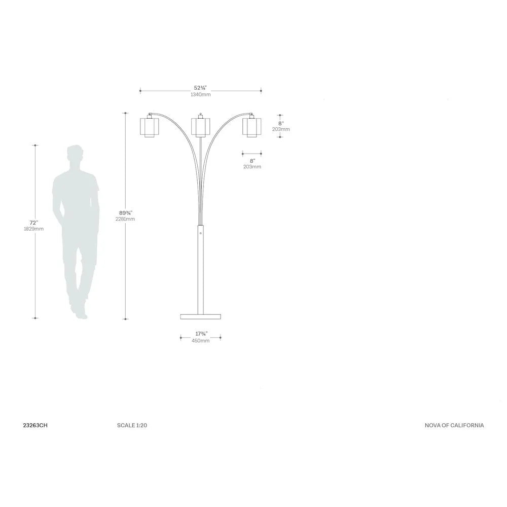 2026 NewNOVA OF CALIFORNIA Marilyn 3 Light Arc Floor Lamp - Weathered Brass