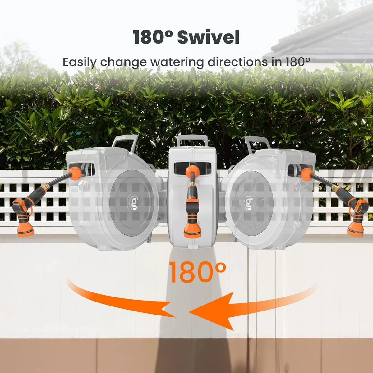 2026 NewGiraffe Tools Retractable Garden Hose Reel with 1/2in-100ft Water Hose, Plastic Bracket, Wall Mounted, Dark Grey