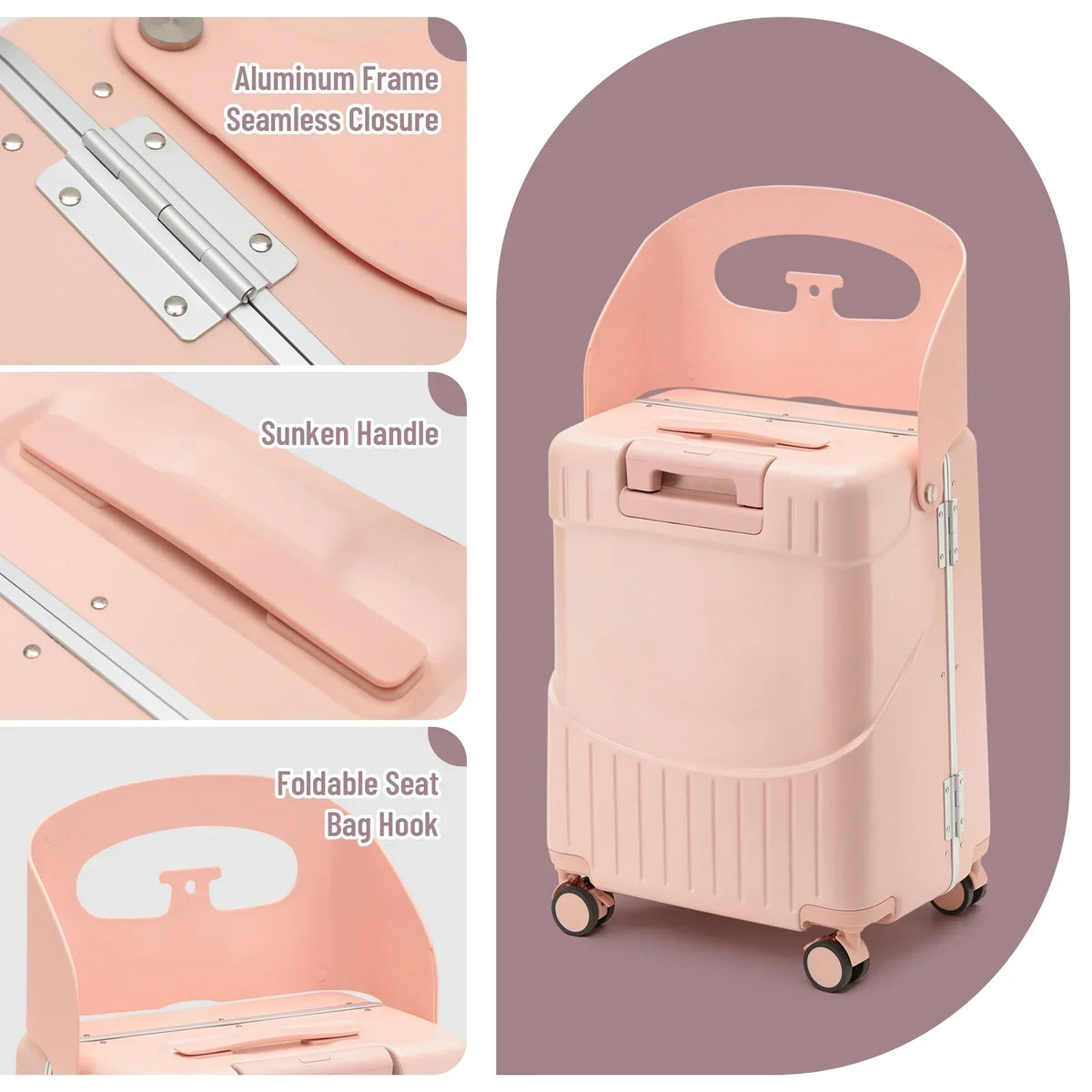 2026 New22 Inch TSA Lock Luggage with for Kids& Adult,Check in Lockable Spinner Wheels Free Luggage Cover and Safety Seatbelt Travel Suitcase