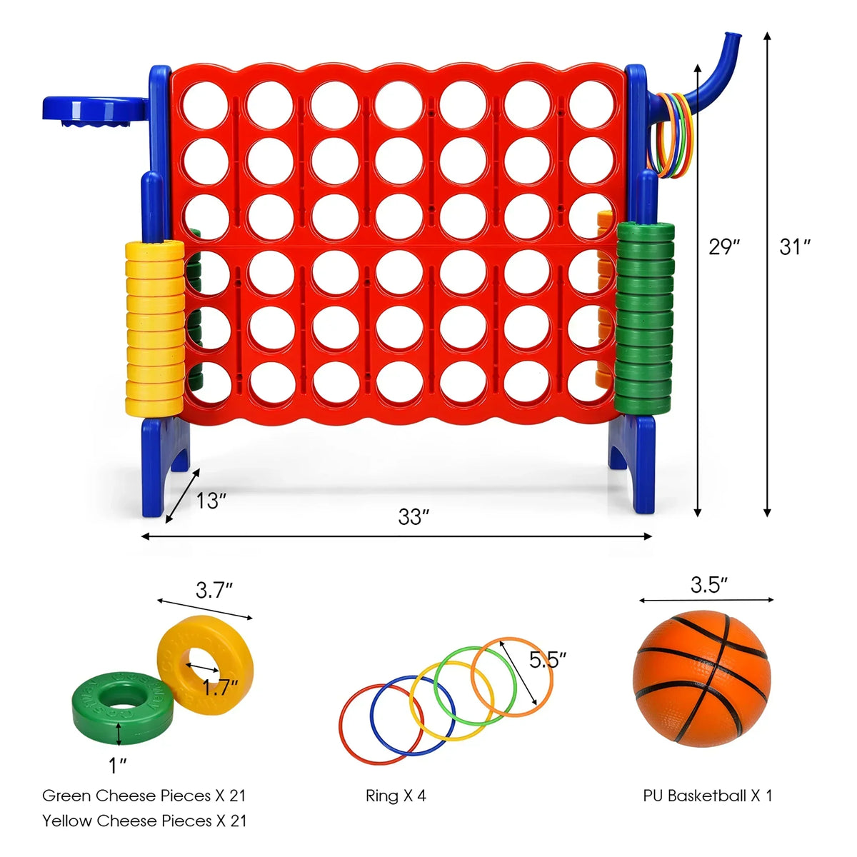 2026 NewCostway Giant 4 in A Row Jumbo 4-to-Score Game Set W/Storage Carrying Bag for Kids Adult