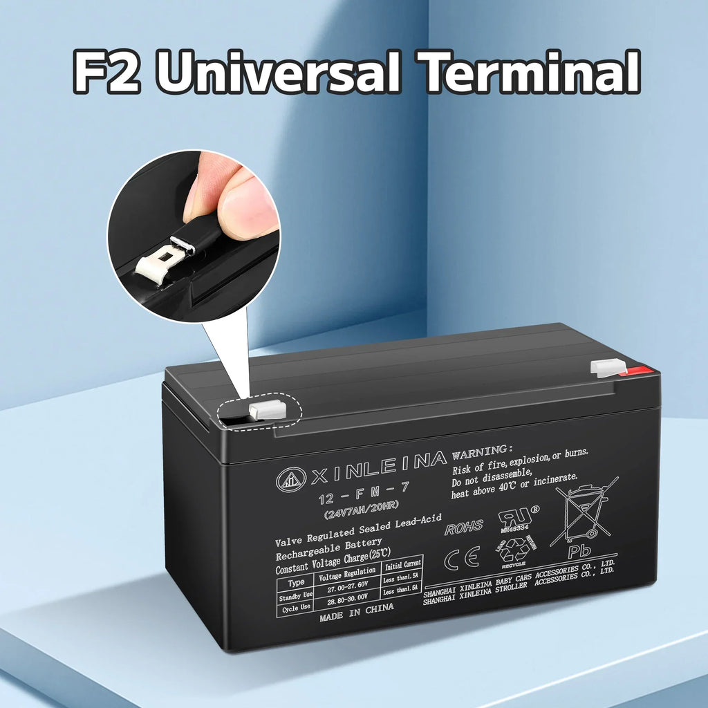 2026 New24V 7Ah Rechargeable Sealed Lead Acid Battery - Suitable for Most Kids Ride on Car - Battery Accessories