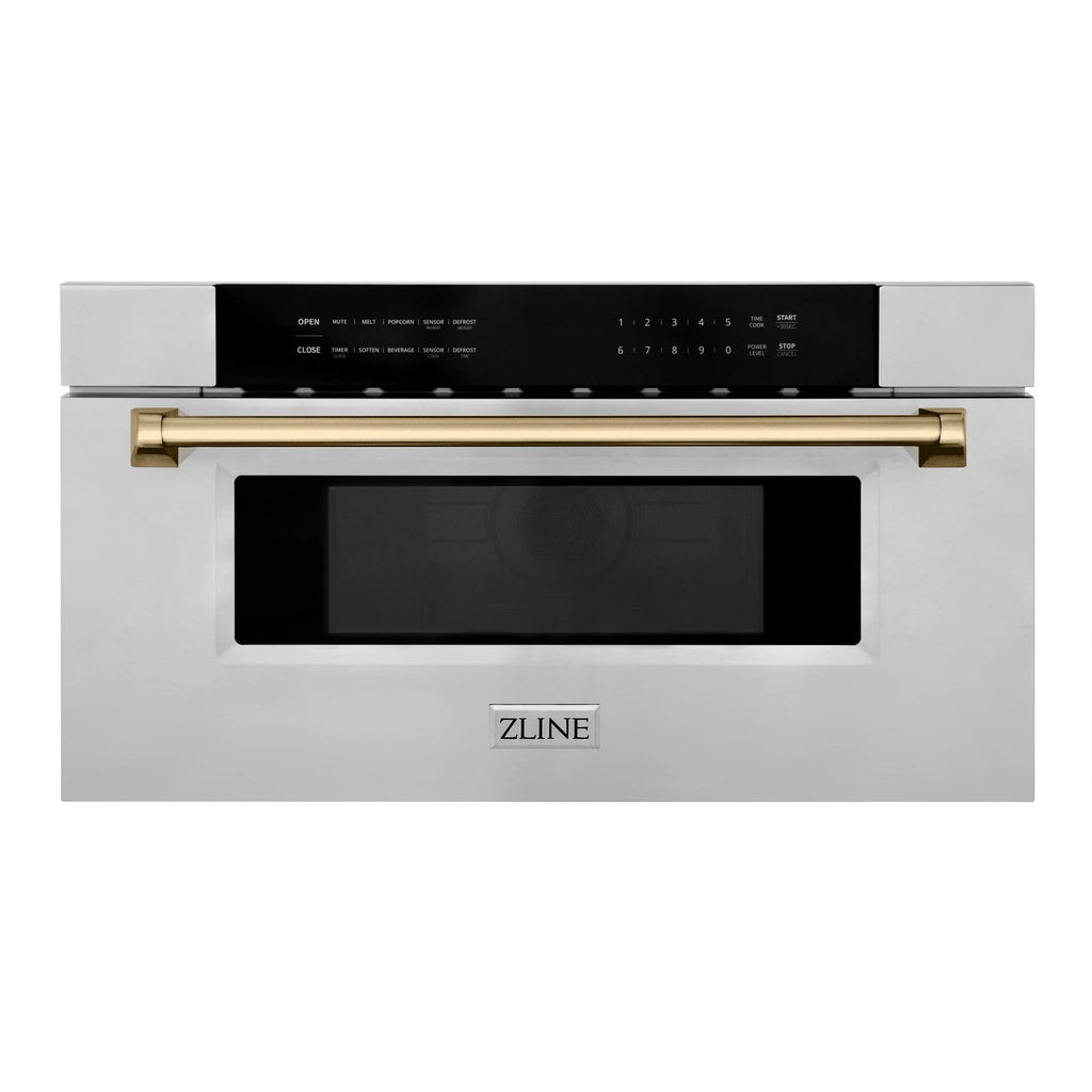 2026 NewZLINE Autograph Edition 30" 1.2 cu. ft. Built-In Microwave Drawer in Stainless Steel with Gold Accents