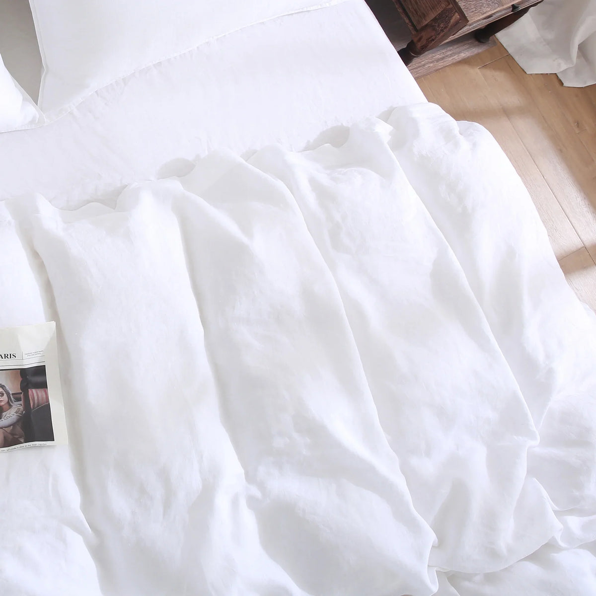 2026 New100% Pure Linen Duvet Cover with Button Closure and Corner Ties Soft & Breathable - Natural Full/Queen